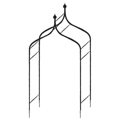 Black line drawing of a decorative architectural element on a white background