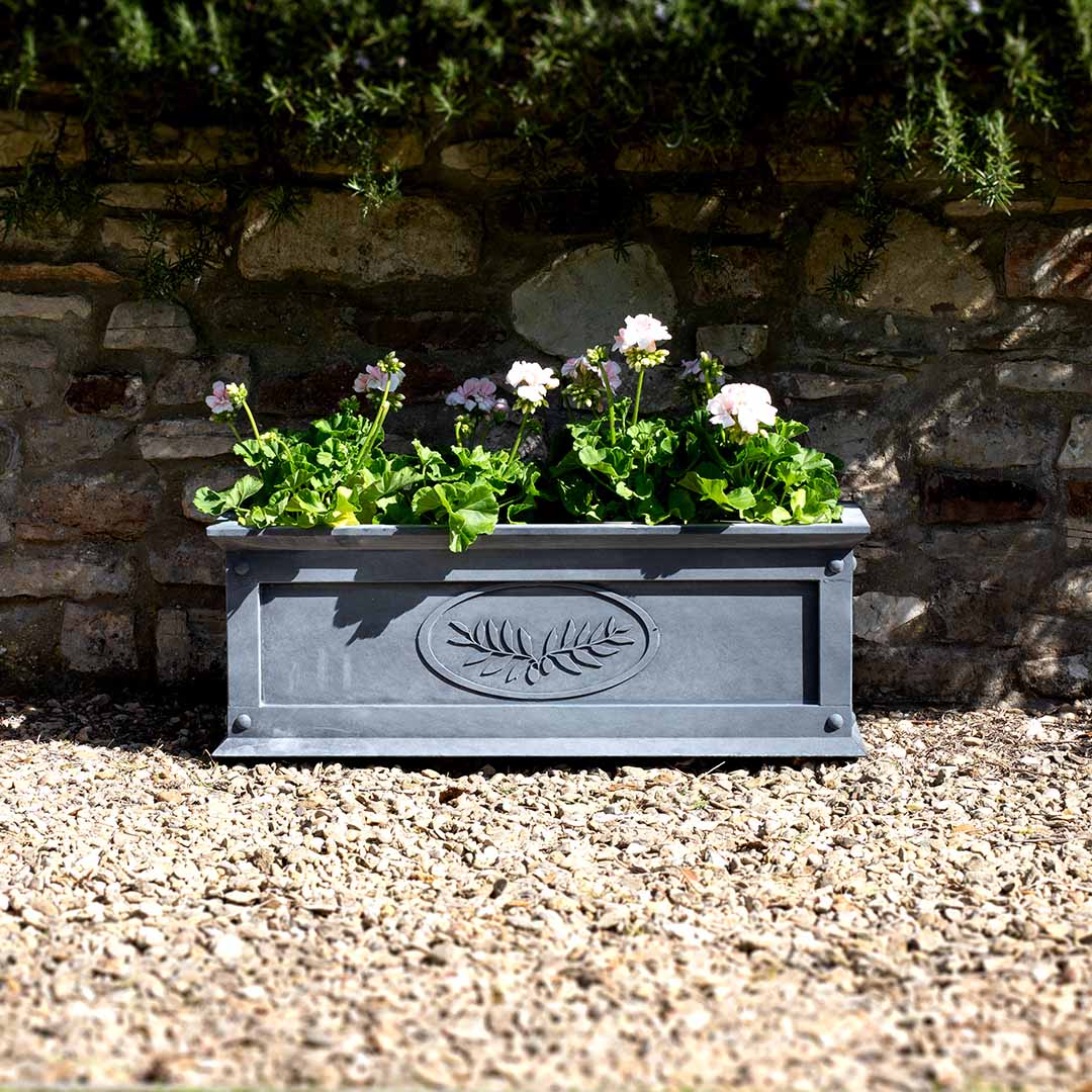 large metal planter pots Tuscan Zinc Trough Planter – Large L100 cm × W40 cm × H50 cm