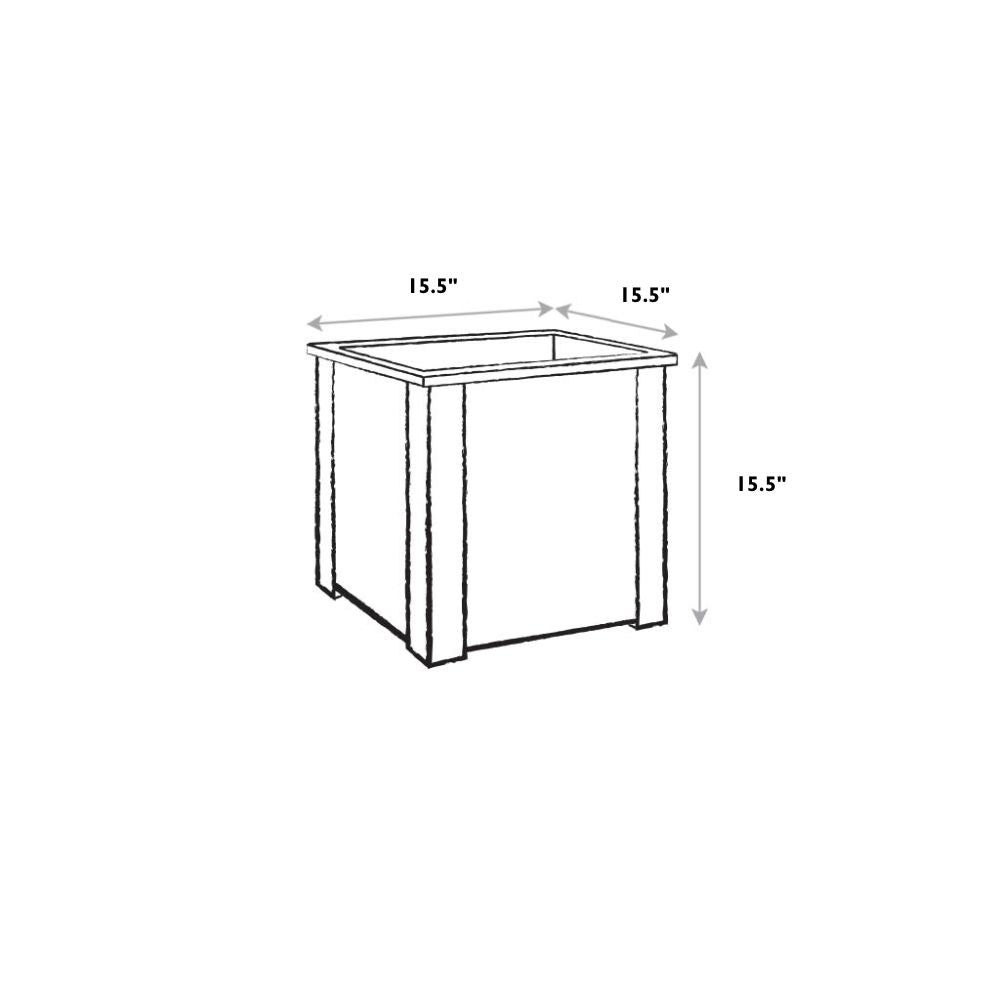 Rectangular planter with dimensions labeled on a white background