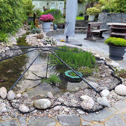 Universal Pond Cover | Adjustable Steel Pond Protection with Telescopic Legs | Black Finish | (W)9ft - 16ft