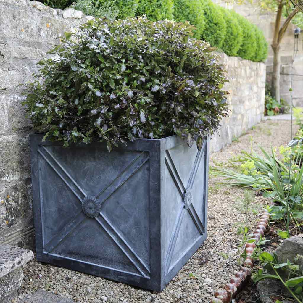 square pot planter Regency Zinc Metal Planter - Large
