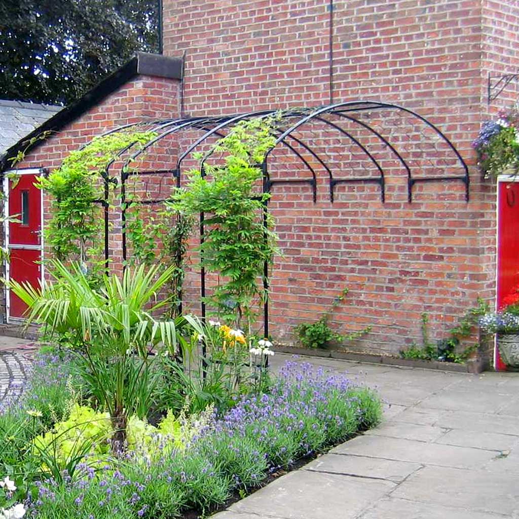 Wall Arch  Galvanised Steel Garden Arch, Matt Black Finish - W2.7m x H2.3m x D61cm
