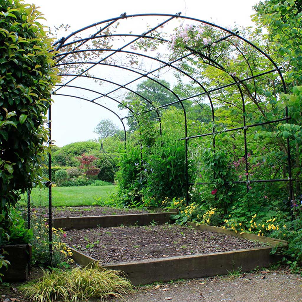 solid garden arch pergola on steps